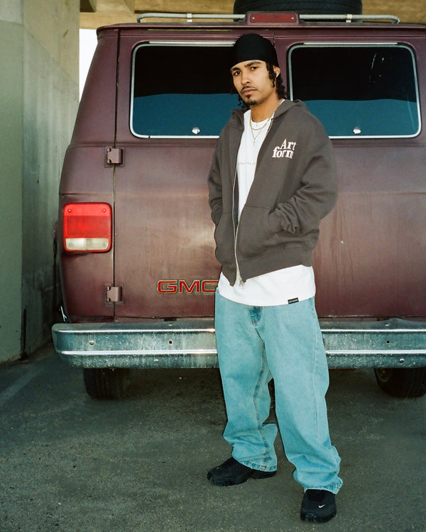 Double Zip Hoodie - Garment Dye Grey