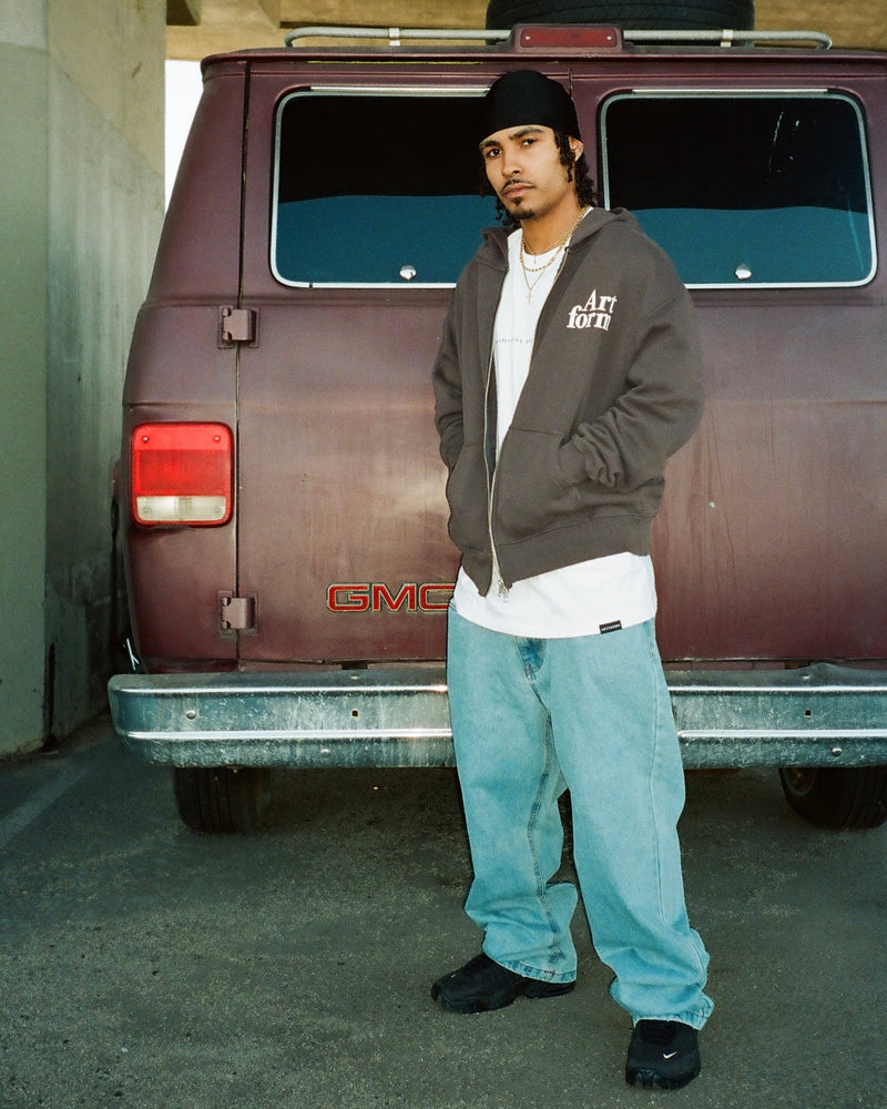 Double Zip Hoodie - Garment Dye Grey