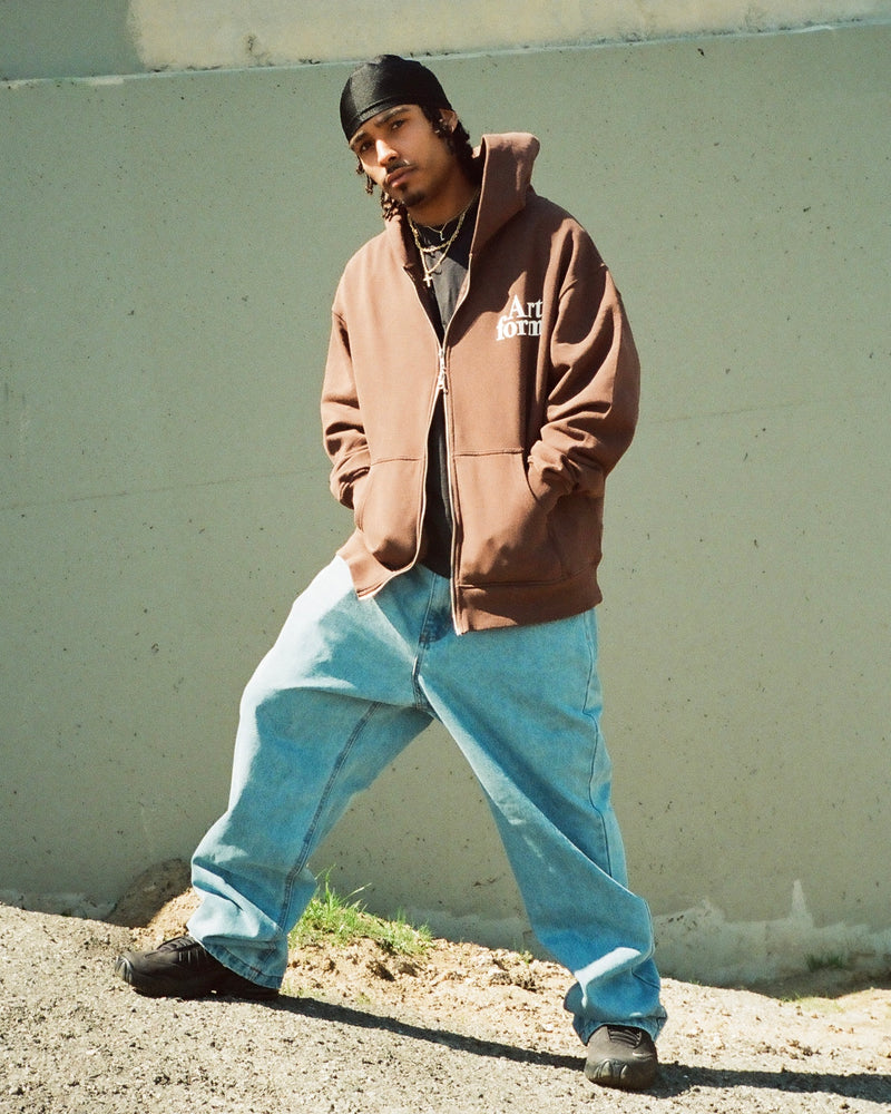Double Zip Hoodie - Garment Dye Brown